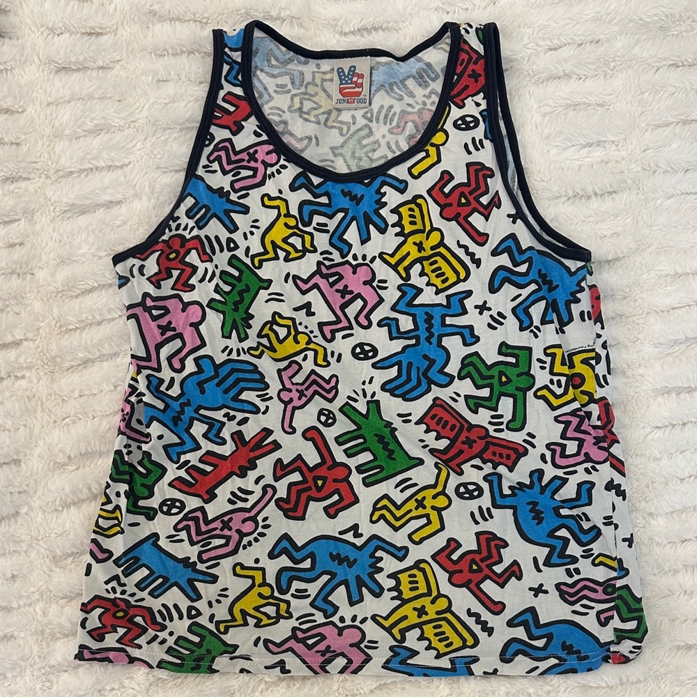 Junk Food Clothing Multicolor Graphic Tank Top Keith Haring Design